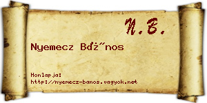 Nyemecz Bános névjegykártya